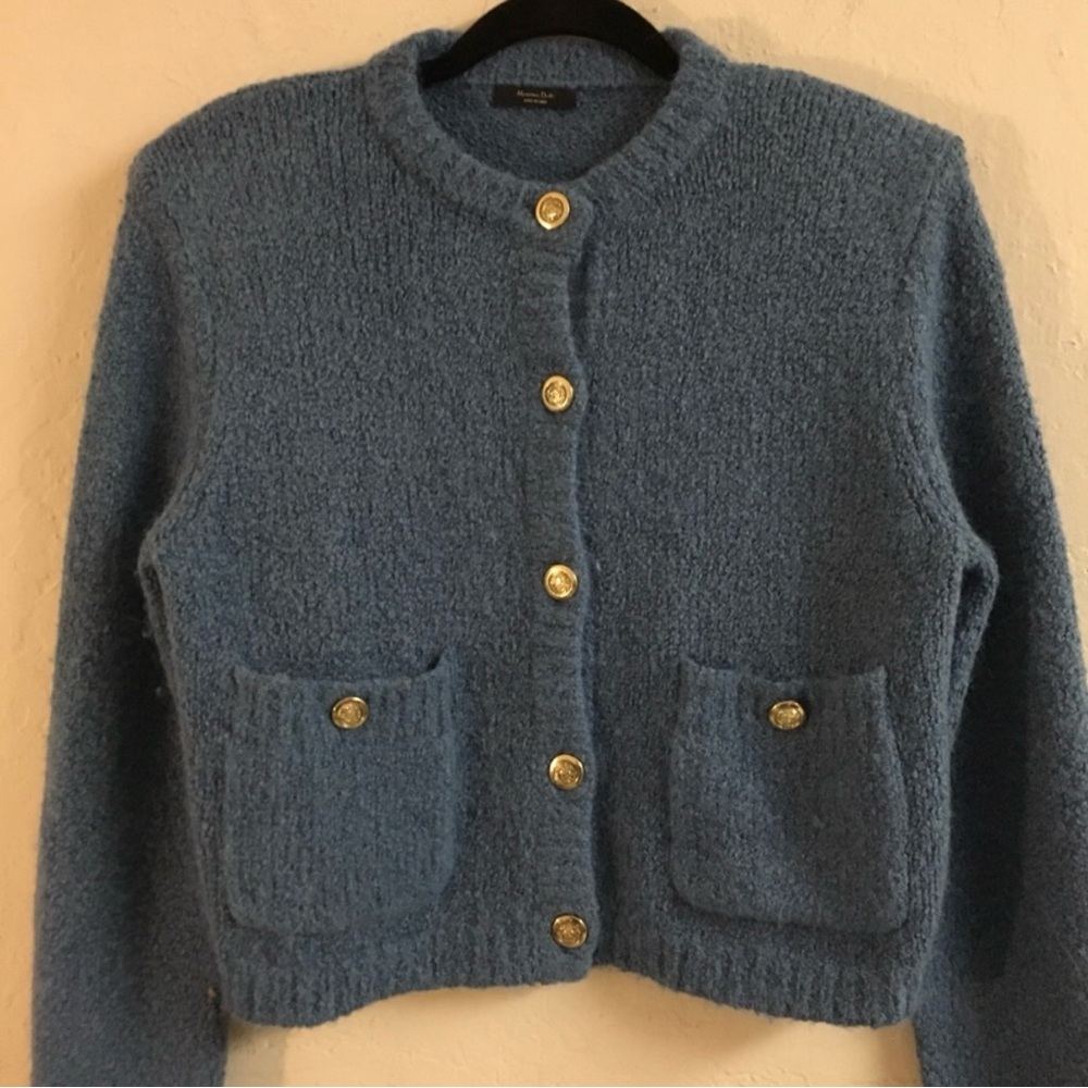 Blue Button-Up Cardigan - Picture 2 of 10